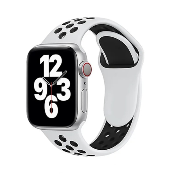 Sport Armband i Gummi - Bekvämt & Hållbart - Till Apple Watch 42mm/44mm/45mm/46mm/49mm - Vit/Svart Vit / Svart