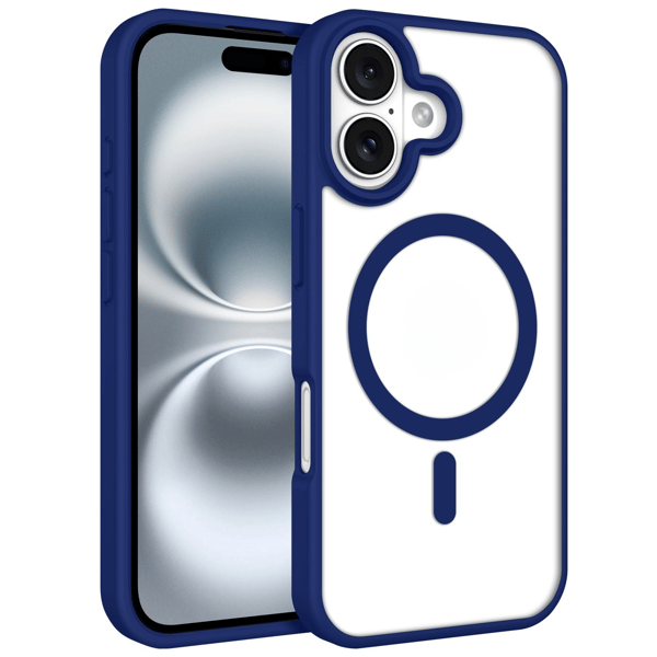 iPhone 16 Cover Magnetisk Klar Farve - Mørkeblå