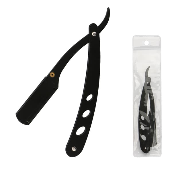 Barberkniv i rustfrit stål – Shavette barberkniv til ansigt, krop & underarme - Sort