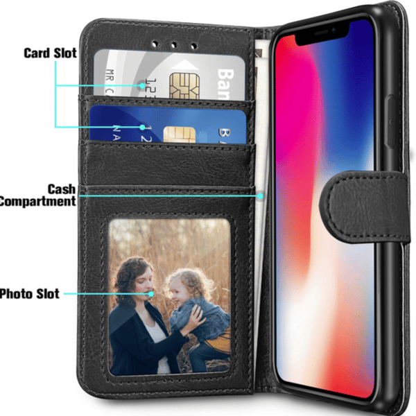 iPhone XR Pung Etui i LÆDER (3 kort) - 7 Farver - SORT sort