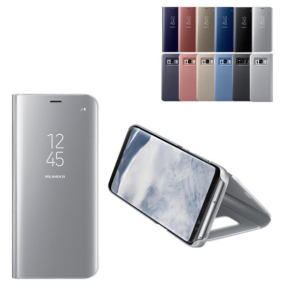 Samsung S8 kotelo / Flip Cover - Clear View - läpinäkyvä etuosa lila
