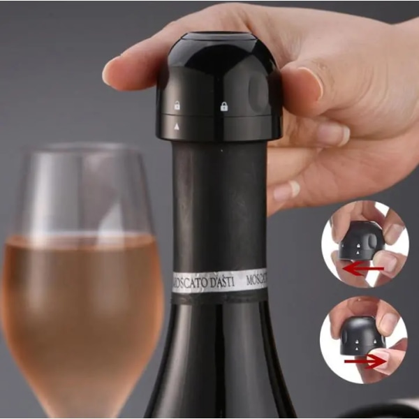 Champagne Stopper - Vakuumforsegling - Sort