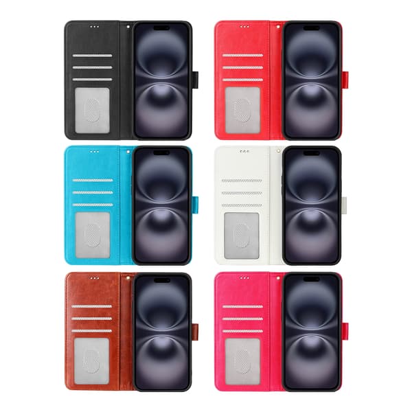 iPhone 18 PRO Pungcover i Læder – 3 Kortlommer – Sort