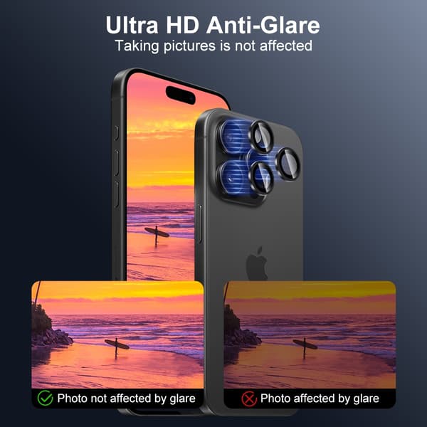 iPhone 15 PRO Linsebeskyttelse Kamerabeskyttelse i Hærdet Glas iPhone 15 Pro