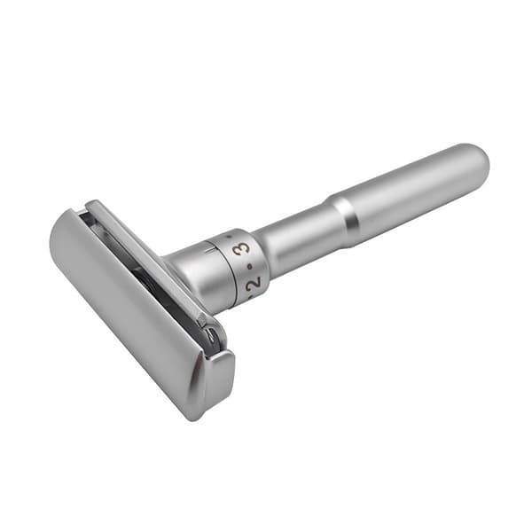 Sikkerhedsskraber i metal - Dobbeltskærs Premium Barberkniv – Sølv sølv