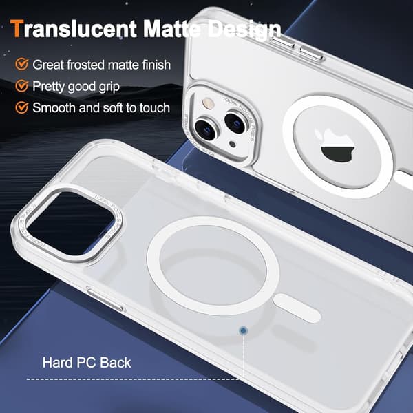 iPhone 15 PLUS Cover - MagSafe Frosted Cover - Sort sort