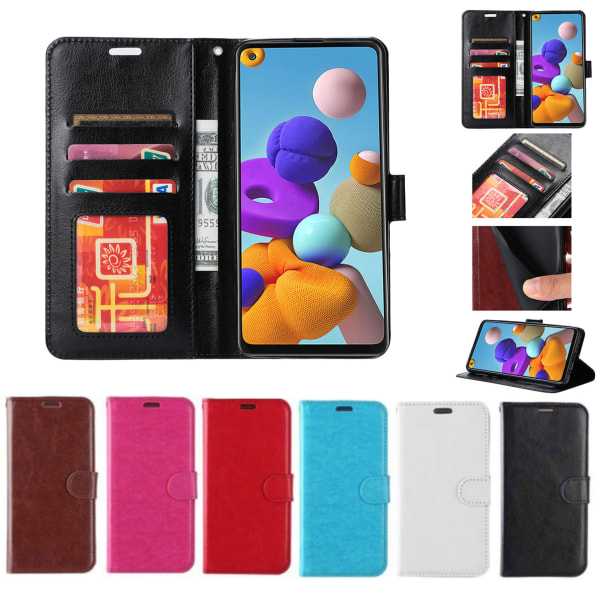 Nahkainen lompakkokotelo Samsung S20 FE:lle (3 korttia) - KAIKKI VÄRIT vaaleanpunainen