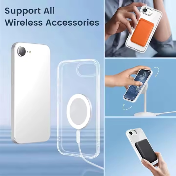 iPhone 16E Skal Transparent - MagSafe - Heltäckande stöttålig skydd