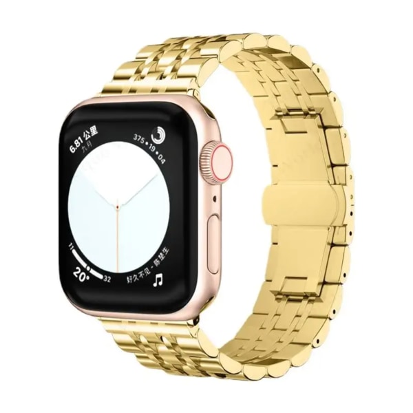 Elegant Metall Armband i Rostfritt Stål Med Rand – Till Apple Watch 38mm/40mm/41mm - Silver/Guld Silver/Guld
