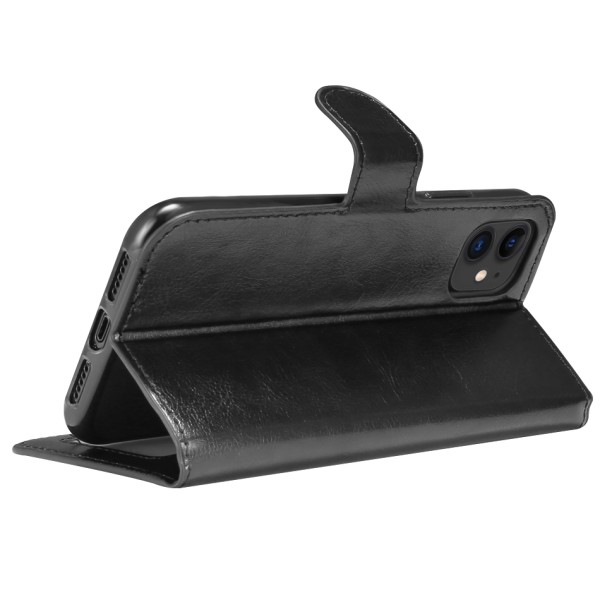 iPhone 12 Pro Max Pungetui Læder Cover – 3 Kortlommer – Sort sort