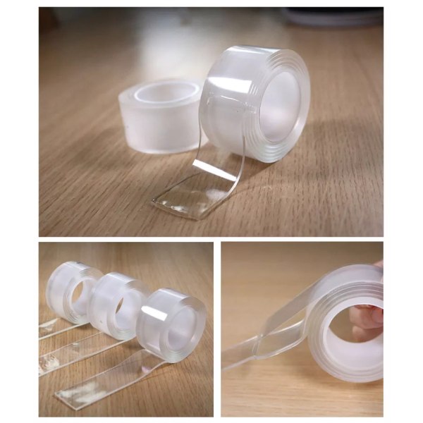 Nano Tape Transparent - Uudelleen käytettävä ja kaksinkertainen liima - 1 METER 1 m