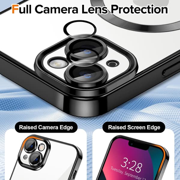 iPhone 14 PLUS Cover – Metallic Cover med Magnetisk Kompatibilitet, Slankt Design - Sort sort