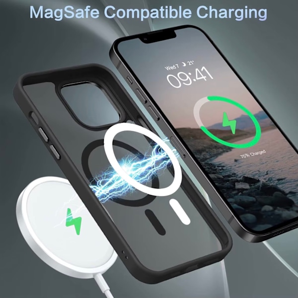 iPhone 14 PRO MAX Skal - Magsafe Frostat Skal – Svart svart