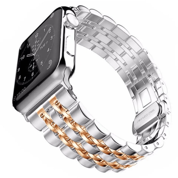 Elegant Metall Armband i Rostfritt Stål Med Rand – Till Apple Watch 38mm/40mm/41mm - Guld Guld