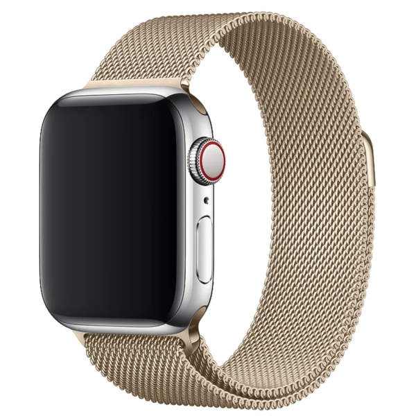 Milanese Armband Magnetlås för Apple Watch – 42mm, 44mm, 45mm, 46mm, 49mm – Guld Guld