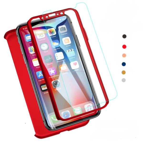 iPhone X 360° 3in1 FullCover Shell 0,26mm 9H glas - ALLE FARVER rød