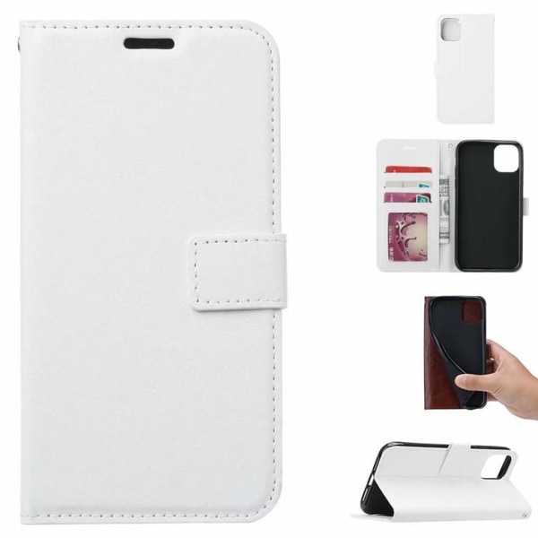 iPhone 13 Pro Plånboksfodral i LÄDER (3 kort) - 7 Färger - Vit vit