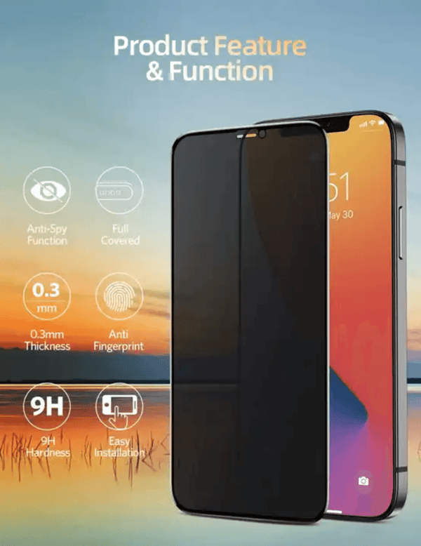 iPhone 15 PRO Skärmskydd Privacy i Premium Härdat Glas