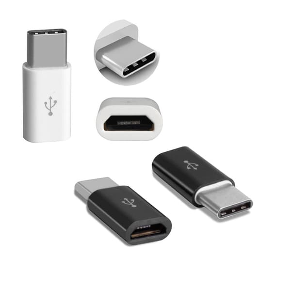 3-pakka Micro-USB - USB-C (uros) -sovitin - VALKOINEN valkoinen