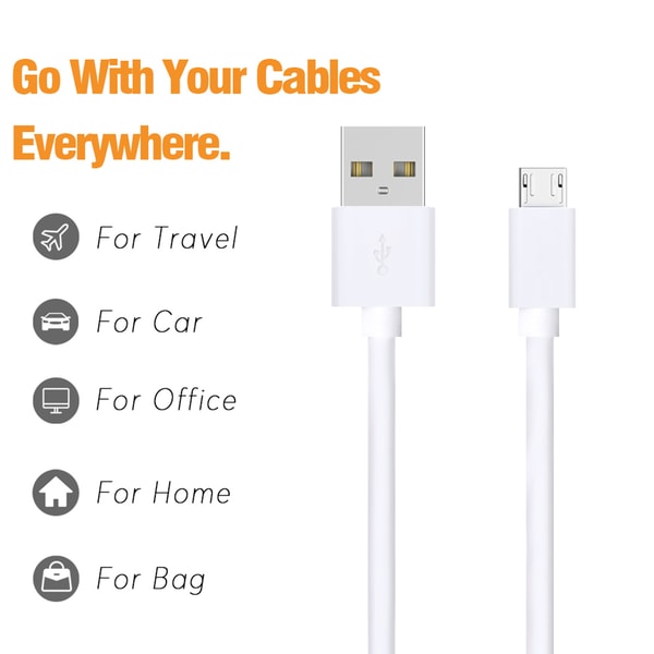 Ladekabel Micro-USB - 3 Meter - Samsung/PS4/PS3/HTC/Nexus/Nokia - V8 SORT sort