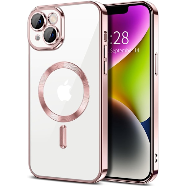 iPhone 14 PLUS Kuori – Metallinen kuori magneettisella yhteensopivuudella, ohut muotoilu - Pinkki vaaleanpunainen
