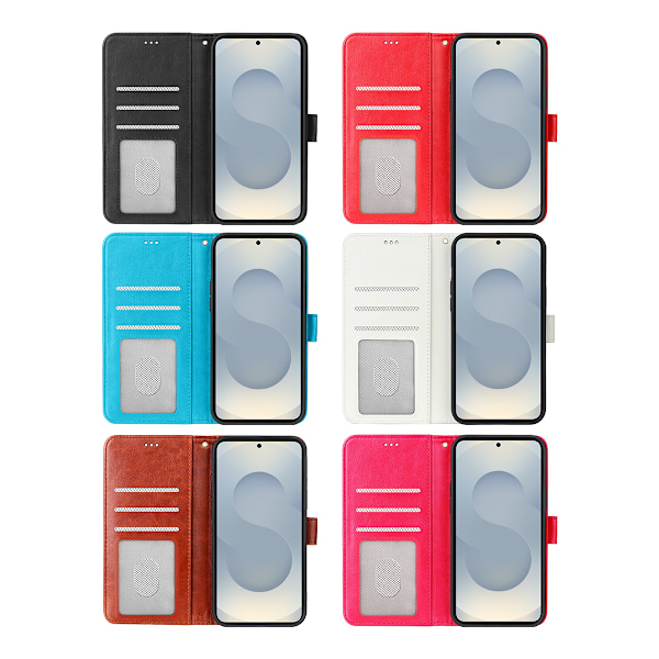 Samsung Galaxy S25 Pung Etui Cover i LÆDER – 3 Kort – Sort black