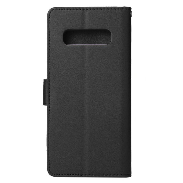 Samsung S10 PLUS Plånboksfodral / Skal i LÄDER (3 kort) - 7 Färger - SVART svart