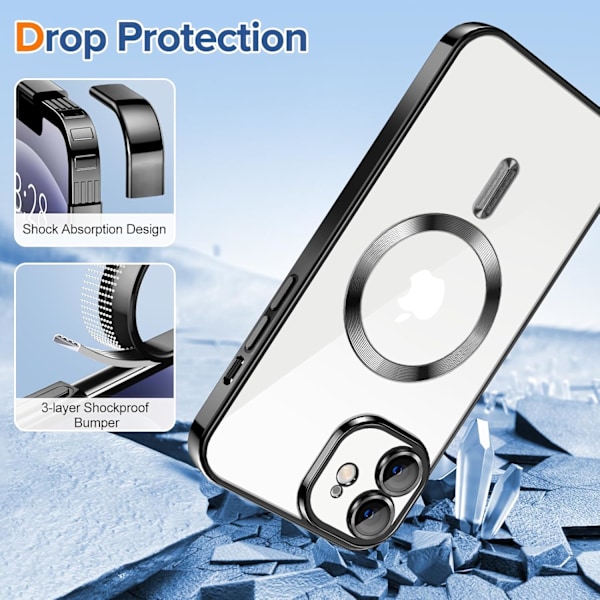 iPhone 14 Skal – Metallic Skal med Magnetisk Kompatibilitet, Slim Design - Svart svart