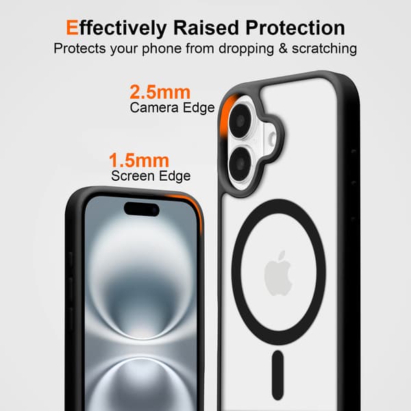 iPhone 16 Cover Magnetisk Farve Klar - Sort