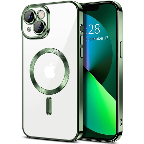 iPhone 15 Skal – Metallic Skal med Magnetisk Kompatibilitet, Slim Design - Grön