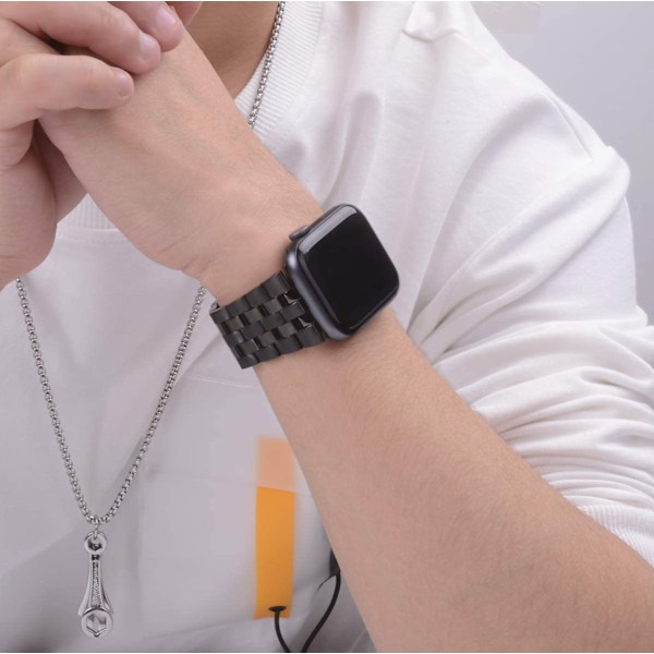 Elegant Metal Armbånd i Rustfrit Stål Med Stribe – Til Apple Watch 38mm/40mm/41mm - Sølv/Rose Silver/Rose