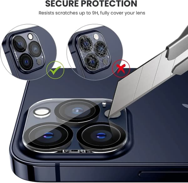 iPhone 14 PRO Linsskydd Heltäckande Kameraskydd i Härdat Glas