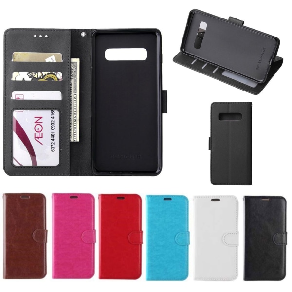 Samsung Galaxy S10 -lompakkokotelo, nahkainen - 3 korttia - 7 väriä - vaaleanpunainen vaaleanpunainen