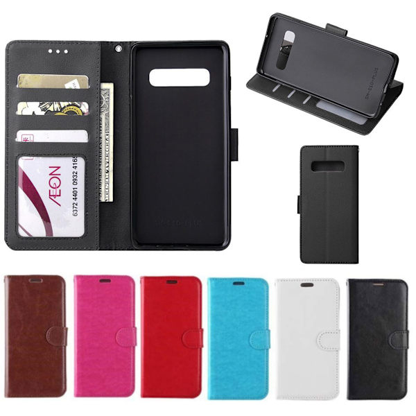 Samsung Galaxy S10 Pung Etui Cover Læder - 3 Kort - 7 Farver - Blå blå