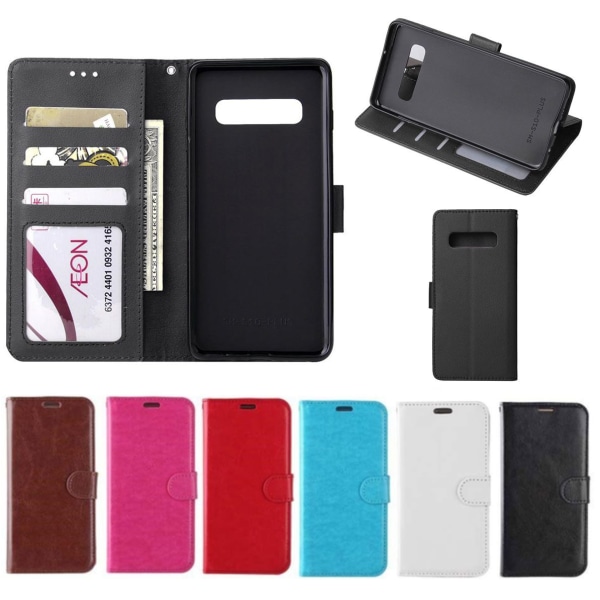 Samsung Galaxy S10 Pung Etui Cover Læder - 3 Kort - 7 Farver - Hvid hvid