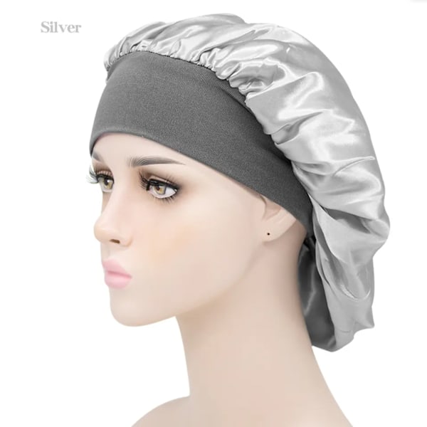 Satin Sovmössa Bonnet - Mjuk & Lyxig för Skydda ditt hår - Silver silver