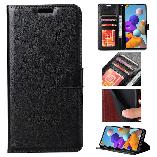 Samsung Galaxy S25 PLUS Pung Etui Cover i LÆDER – 3 Kort – Sort sort
