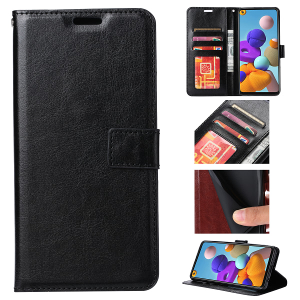 Samsung S22 PLUS lompakkokotelo NAHKAA (3 korttia) - 6 väriä - MUSTA musta