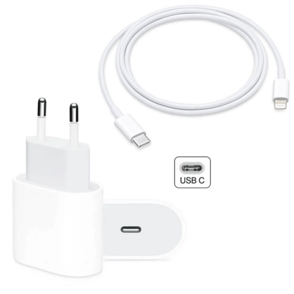 iPhone Snabbladdare 20W PD Adapter + 2M Lightning-kabel