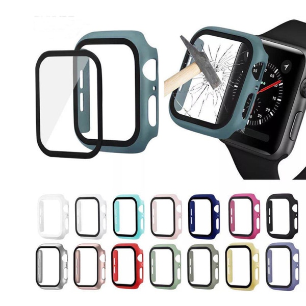 Iskunkestävä Kuori + Karkaistu Lasi - 2in1 Apple Watch 44mm - Valkoinen valkoinen