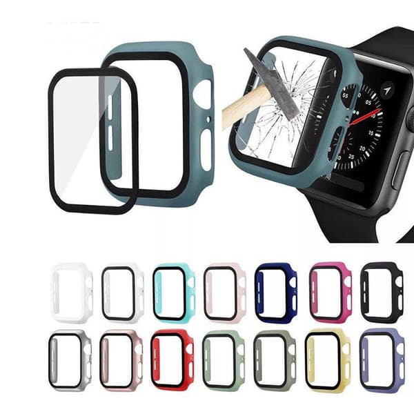 Stødabsorberende Cover + Hærdet Glas 2i1 til Apple Watch 41mm - Sort sort