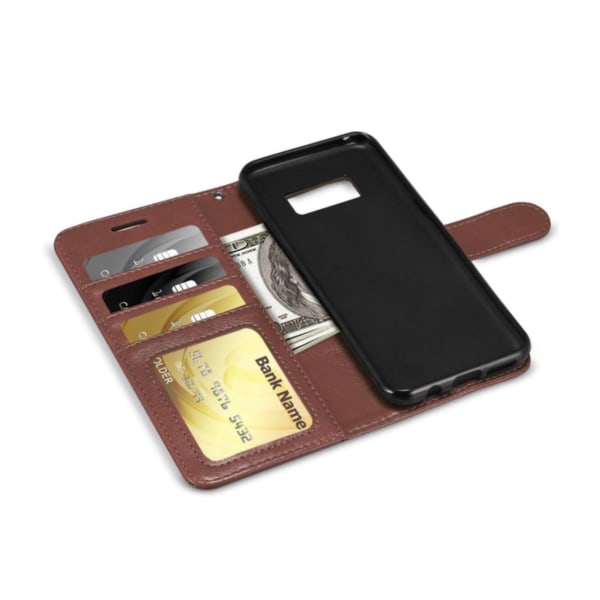 Plånboksfodral till Samsung S7 EDGE i Läder (3 kort) - Svart / Brun brun