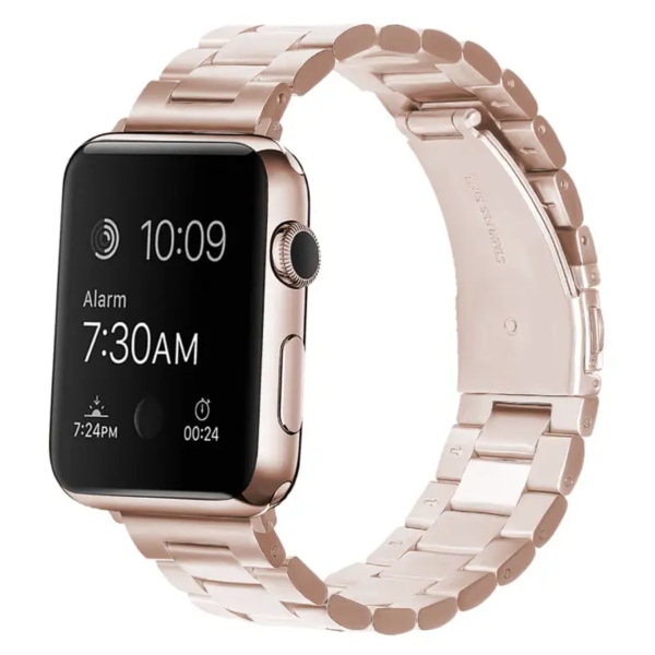 Apple Watch i lyxig Metallarmband i rostfritt stål - Stainless - Elegant & Hållbart - Till 42 mm / 44 mm / 45 mm / 49 mm Rosa