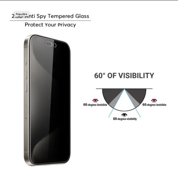 (3-PACK) iPhone 14 Pro Max näytönsuoja Privacy in Tempered Glass