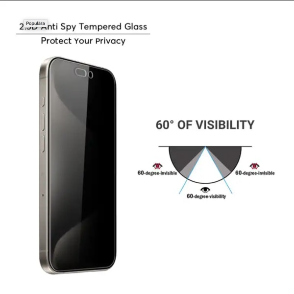 3-Pack iPhone 16 - Skärmskydd Privacy i Härdat Glas
