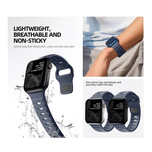 Strap Apple Watch band - Sport & Komfort - Till 38 mm/ 40 mm/ 41 mm - Välj Färg! Mörkblå