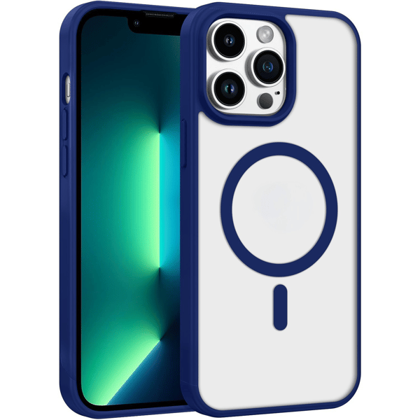 iPhone 15 PRO Cover Magnetisk Farve Klar - Mørkeblå