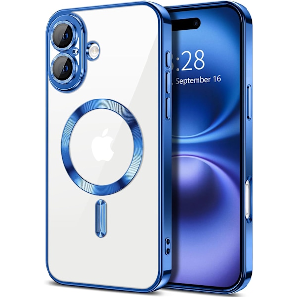 iPhone 16 PLUS Kuori – Metallinen kuori magneettisella yhteensopivuudella, ohut muotoilu - Sininen sininen
