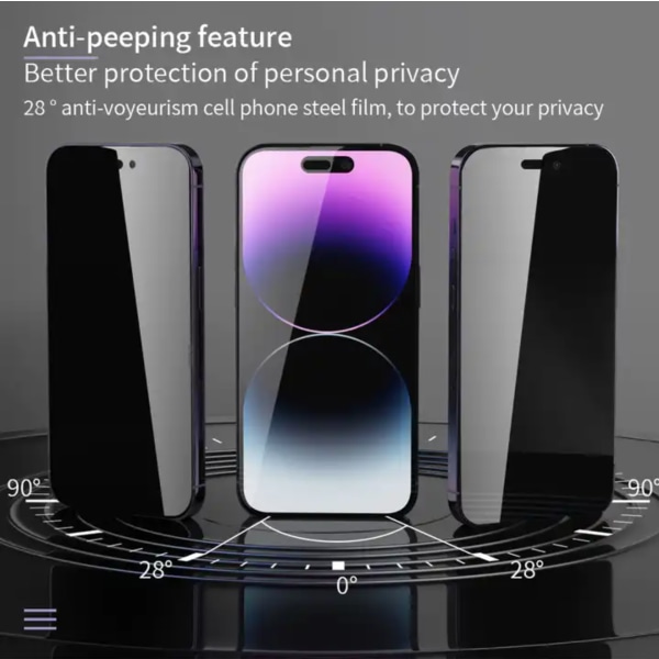 iPhone 12 Mini Näytönsuoja Privacy Premium Tempered Glass / Täysi peittävä näytönsuoja