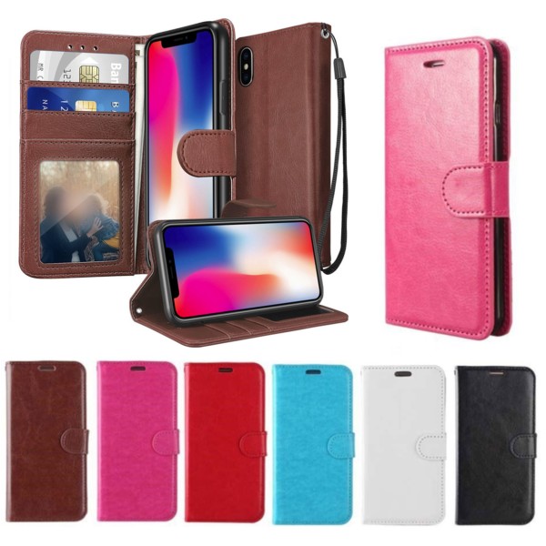 iPhone Xr Lompakkokotelo LEATHER (3 korttia) - 7 väriä - Pinkki vaaleanpunainen